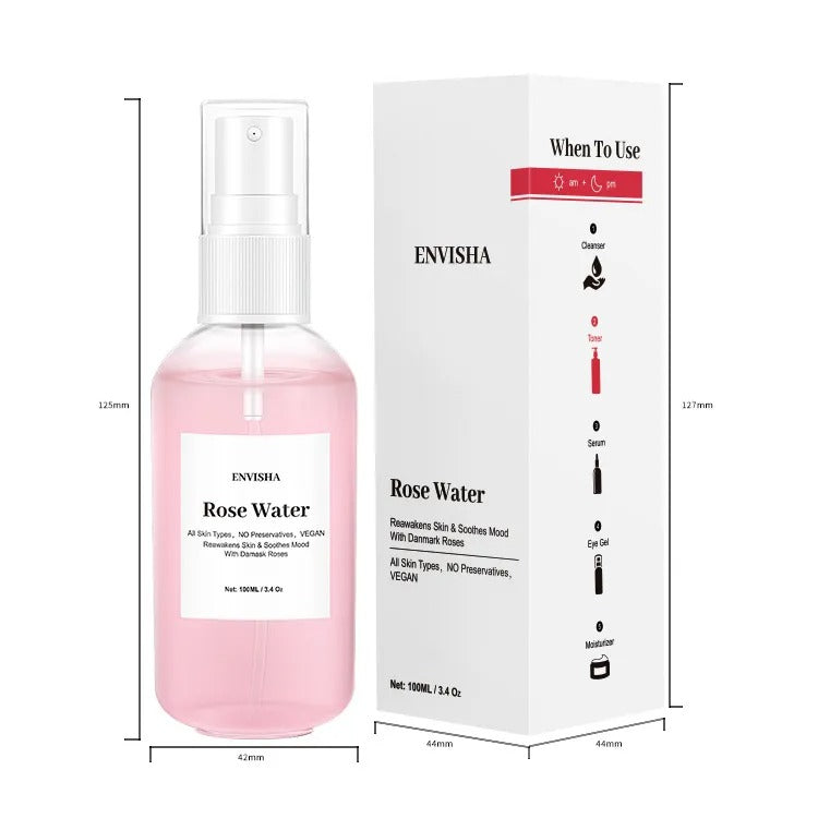 Rose toner refreshing mist on face