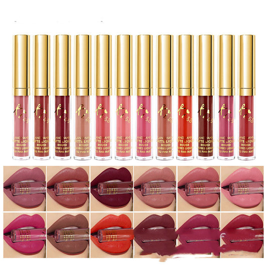 Matte lip gloss set swatches on lips