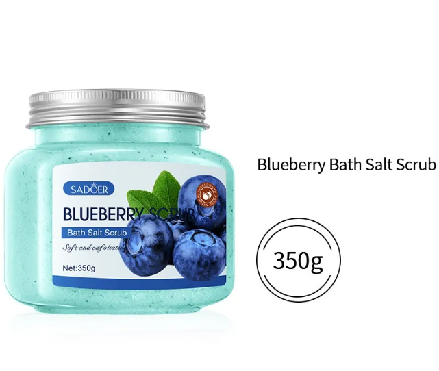 Fruit-Infused Exfoliating Bath Salt Scrub blueberry mango avocado