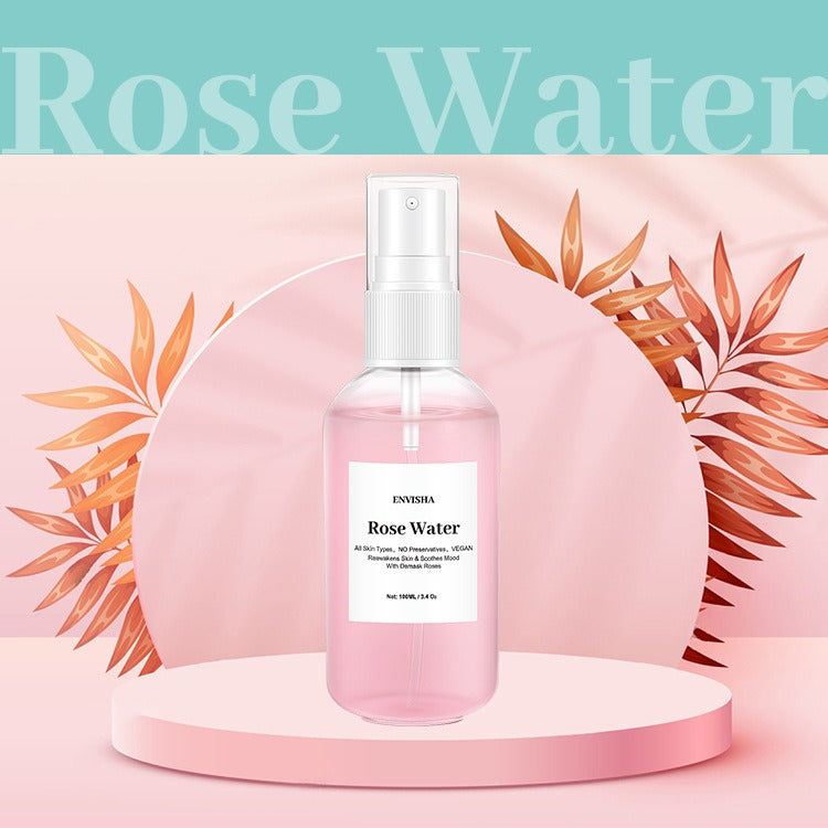 Rose water toner bottle close-up