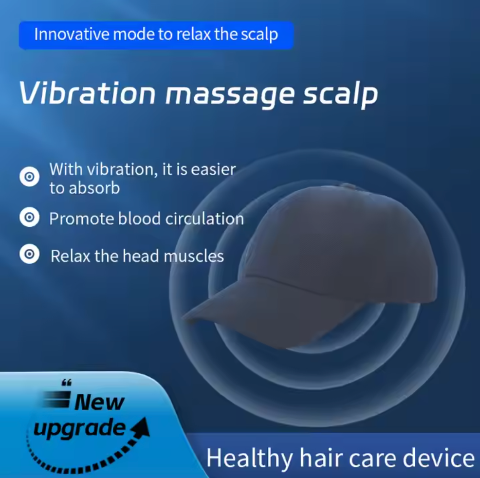 Wearing hair growth cap on head