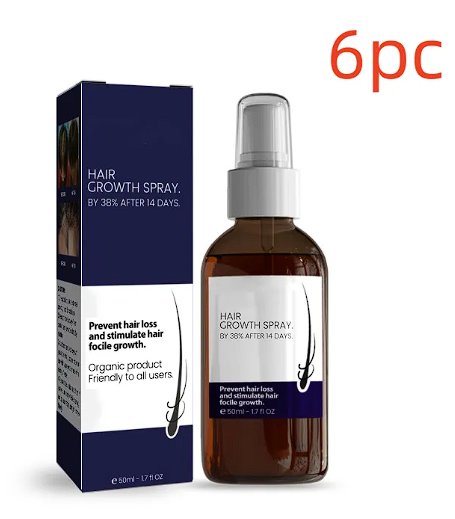 Spraying hair growth spray on scalp