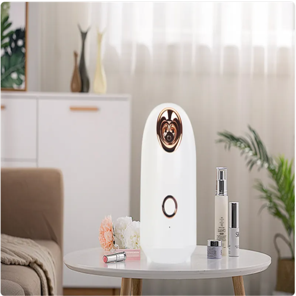 Using glow mist steamer on face