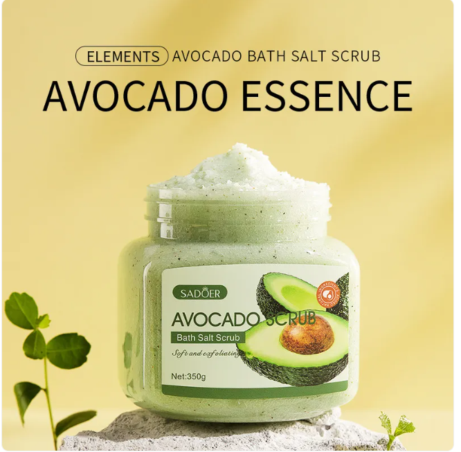 Bath salt scrub texture and fruit extracts